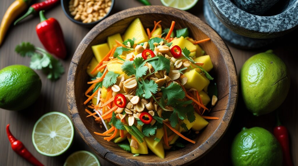 Thai mango salad recipe with peanuts