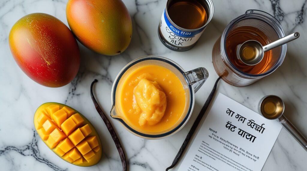 Vegan mango ice cream with coconut milk
