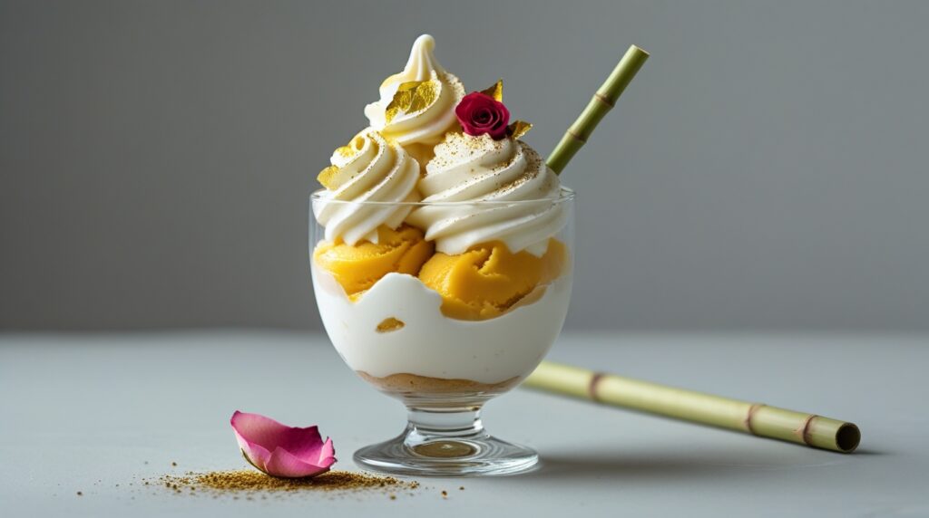 Vegan mango ice cream with coconut milk