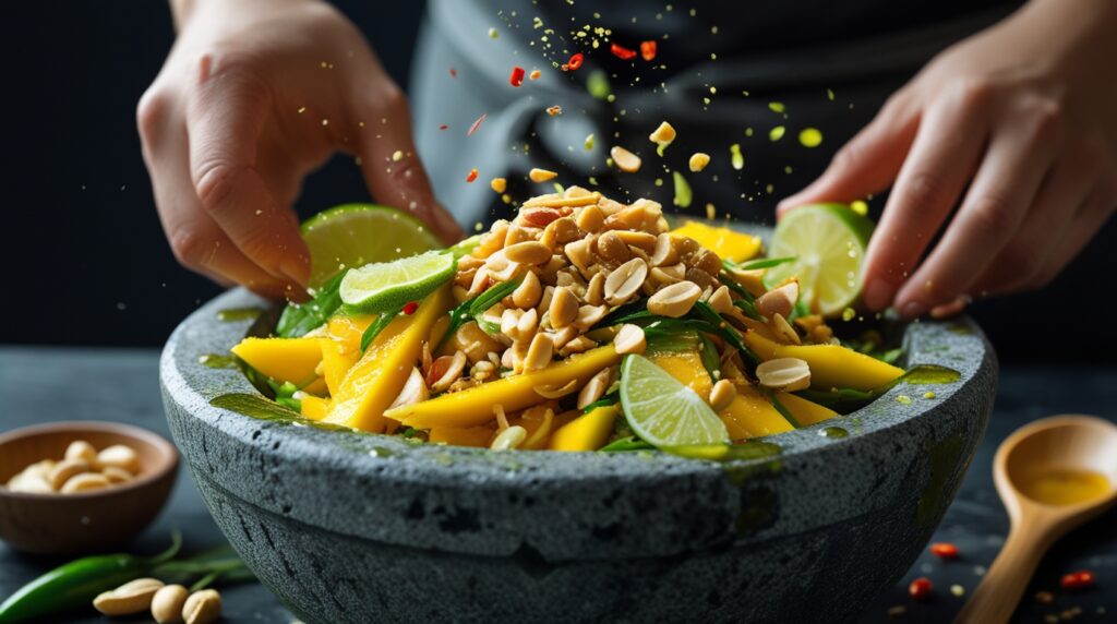 Thai mango salad recipe with peanuts